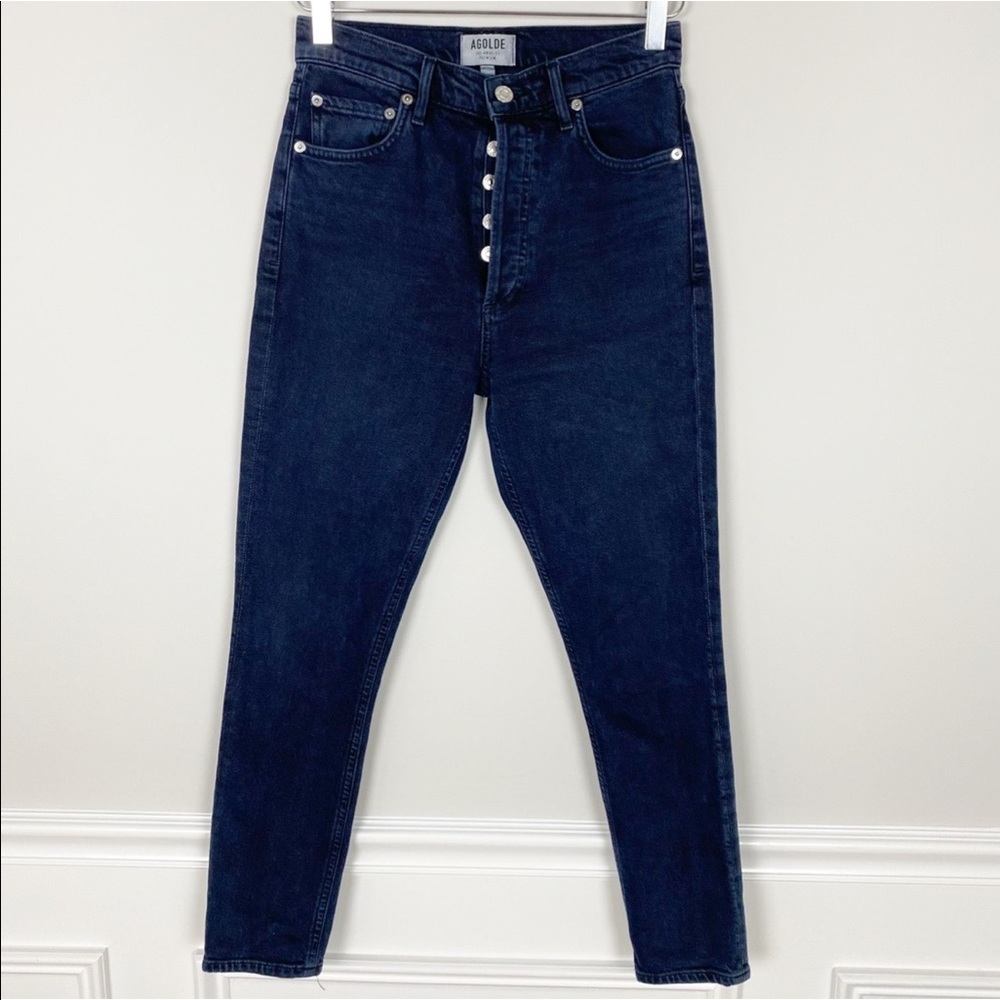 AGOLDE | Nico High Rise Slim Fit Jeans Dark Blue Wash